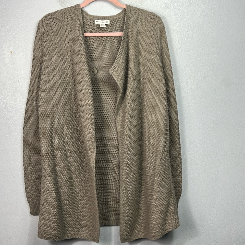 Artisan NY New with Tag Open Front Taupe Tunic Cardigan Sweater Large